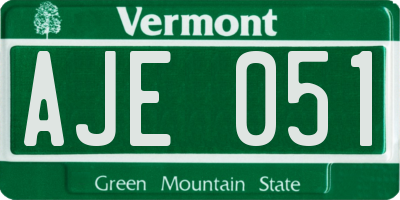 VT license plate AJE051