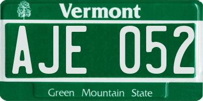 VT license plate AJE052