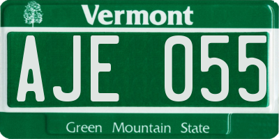 VT license plate AJE055