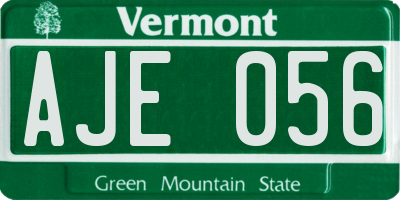 VT license plate AJE056
