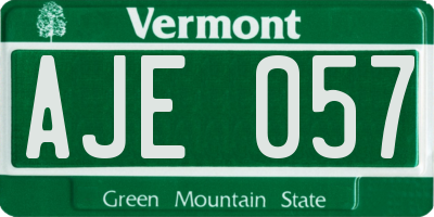 VT license plate AJE057