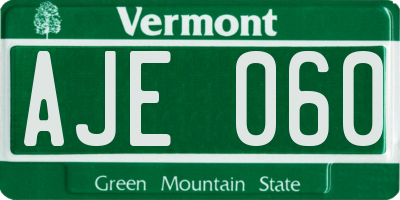 VT license plate AJE060
