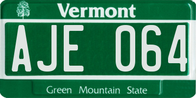 VT license plate AJE064