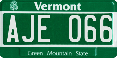 VT license plate AJE066