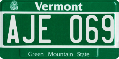 VT license plate AJE069