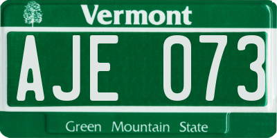 VT license plate AJE073