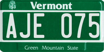 VT license plate AJE075