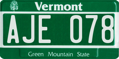 VT license plate AJE078