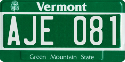 VT license plate AJE081