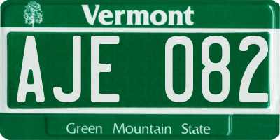VT license plate AJE082