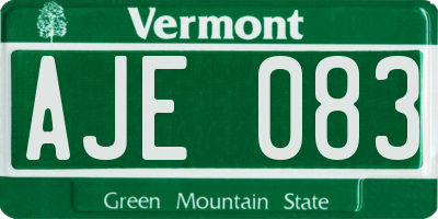 VT license plate AJE083