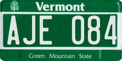 VT license plate AJE084