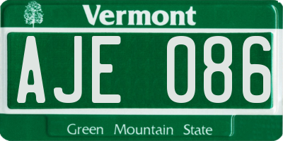 VT license plate AJE086