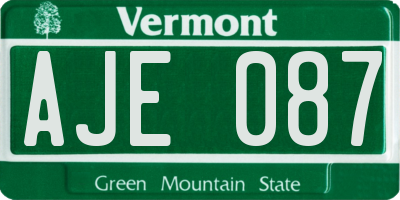 VT license plate AJE087