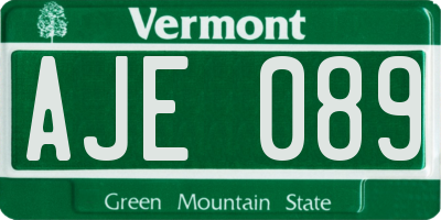 VT license plate AJE089