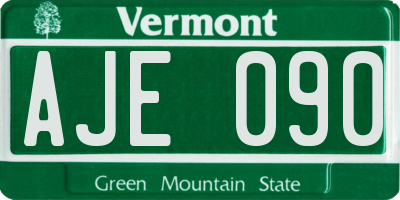 VT license plate AJE090
