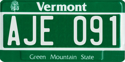 VT license plate AJE091