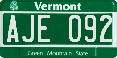 VT license plate AJE092