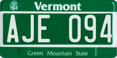 VT license plate AJE094
