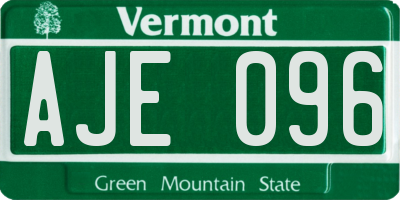 VT license plate AJE096