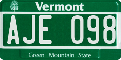 VT license plate AJE098