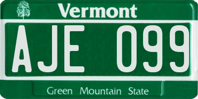 VT license plate AJE099