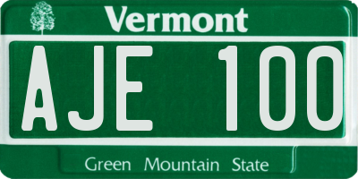 VT license plate AJE100
