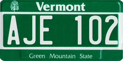 VT license plate AJE102