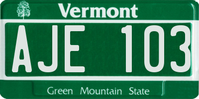 VT license plate AJE103