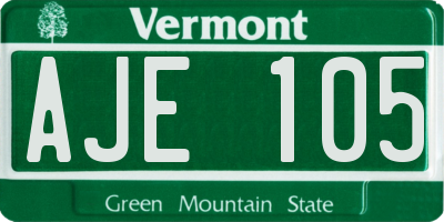 VT license plate AJE105