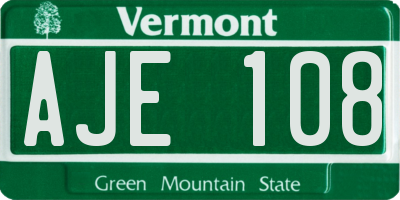 VT license plate AJE108