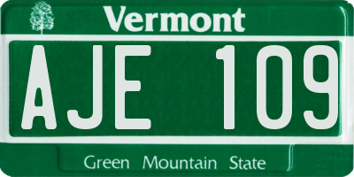 VT license plate AJE109