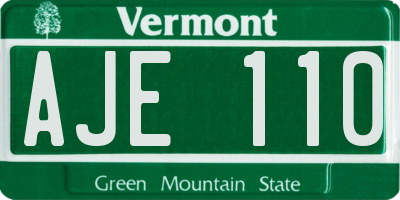 VT license plate AJE110