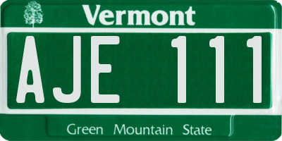 VT license plate AJE111
