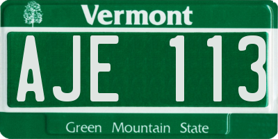 VT license plate AJE113