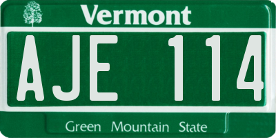 VT license plate AJE114