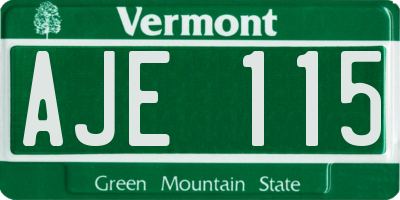 VT license plate AJE115