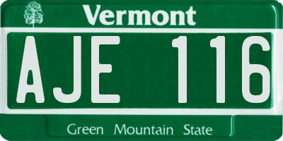 VT license plate AJE116