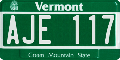 VT license plate AJE117