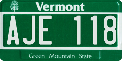 VT license plate AJE118