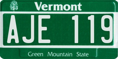 VT license plate AJE119