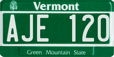 VT license plate AJE120