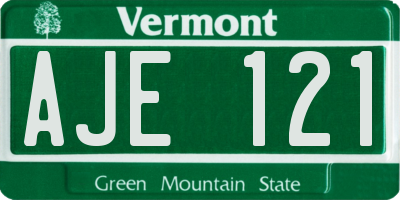 VT license plate AJE121