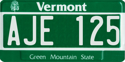 VT license plate AJE125