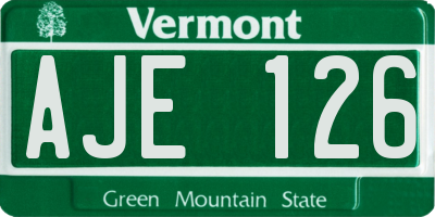 VT license plate AJE126