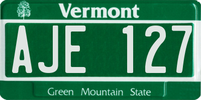 VT license plate AJE127