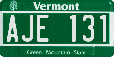 VT license plate AJE131