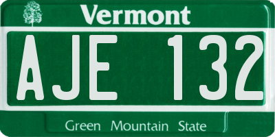 VT license plate AJE132