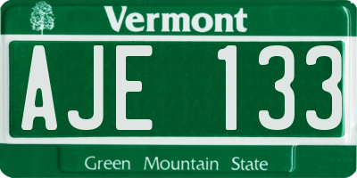 VT license plate AJE133