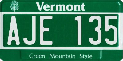 VT license plate AJE135